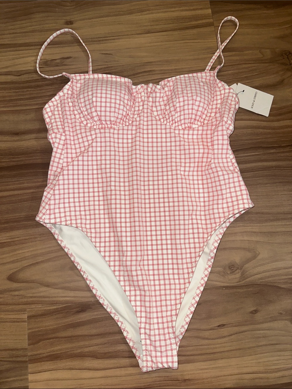 SOLID & STRIPED Pink Gingham Underwire One-Piece Swimsuit